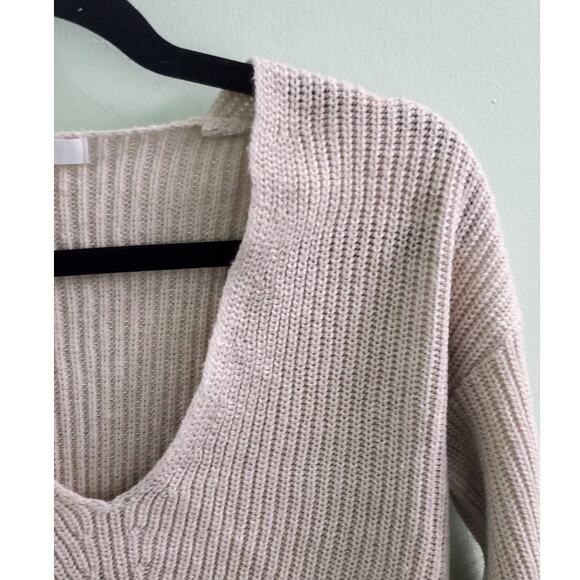 NWT! BP. by Nordstrom Sweater Sand Braided Knit V-Neck Pullover Beige XXS - Picture 5 of 10